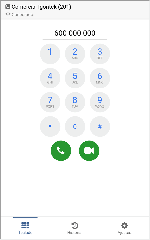 Teclado de Igontek Phone con un número marcado